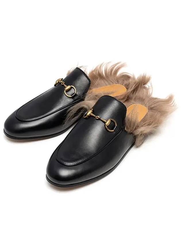 2015 Re-edition Princetown Fur Mule Slippers Black - GUCCI - BALAAN 3