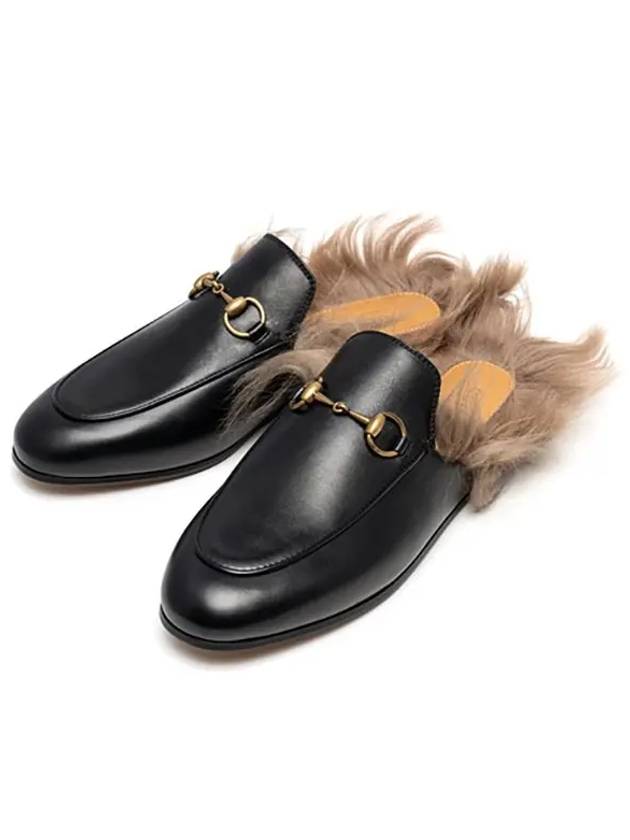 2015 Re-edition Princetown Fur Slippers Mule Black - GUCCI - BALAAN.