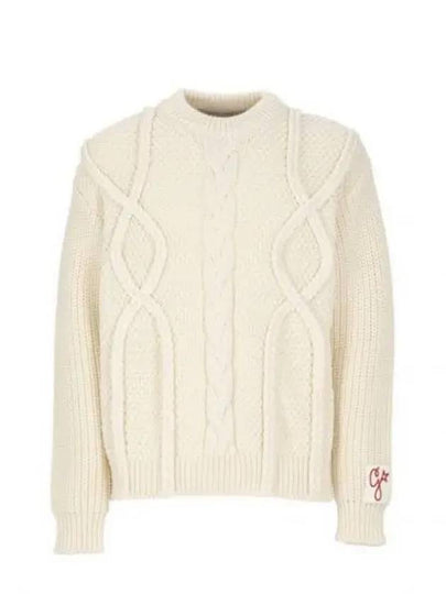 Logo Patch Twisted Knit Top Ivory - GOLDEN GOOSE - BALAAN 2