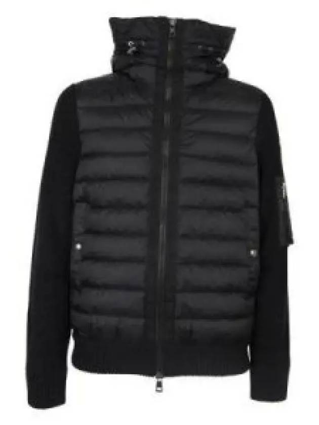 Logo Patch Padded Wool Cardigan Black - MONCLER - BALAAN 2