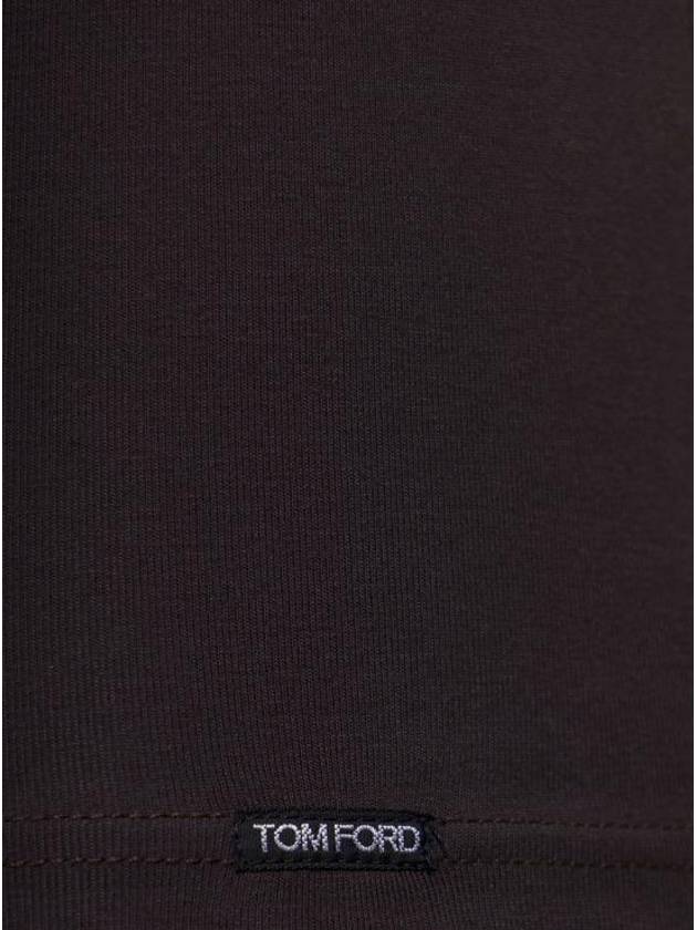 Cotton Crew Neck Short Sleeve T-Shirt Dark Brown - TOM FORD - BALAAN 4