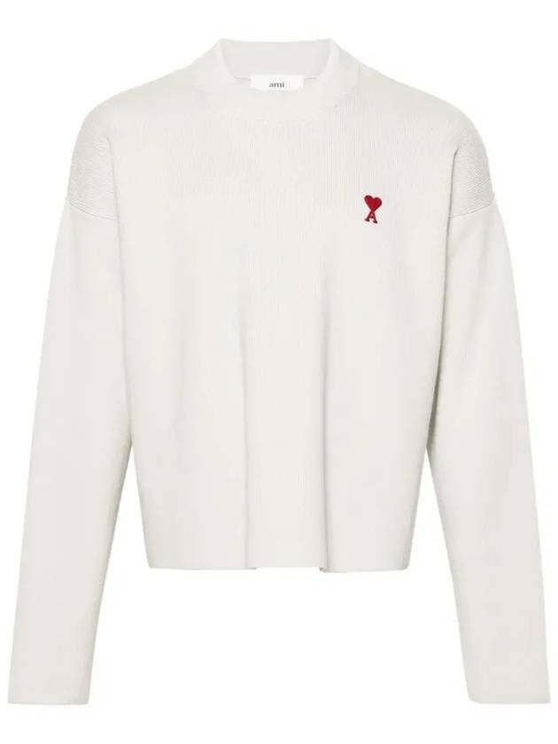 Red ADC Chain Stitch Heart Logo Knit Top Ivory - AMI - BALAAN 3