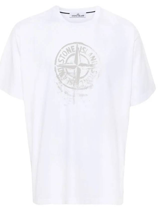 Men's Logo Print Crew Neck Short Sleeve T-Shirt White - STONE ISLAND - BALAAN 2