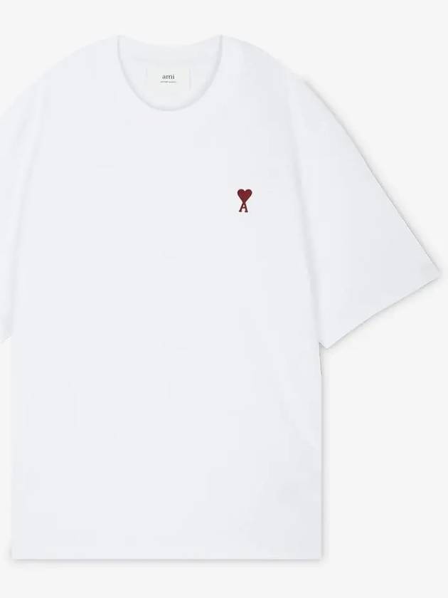 Small Heart Logo Boxy Fit Short Sleeve T-Shirt White - AMI - BALAAN 3