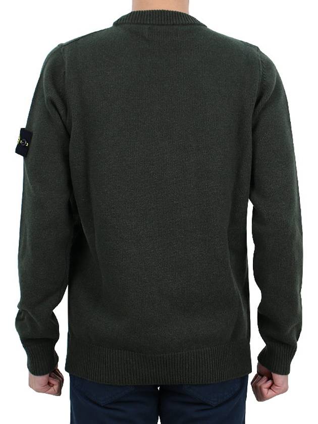 Logo Patch Crew Neck Wool Knit Top Khaiki - STONE ISLAND - BALAAN 5