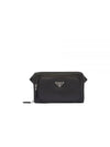 triangle logo leather belt bag black - PRADA - BALAAN 2