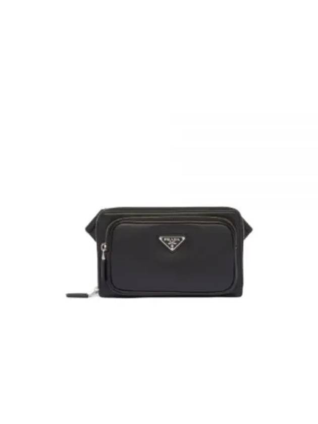 triangle logo leather belt bag black - PRADA - BALAAN 2