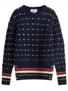 Wool Mohair Long Sleeve Knit Top Navy - THOM BROWNE - BALAAN 2