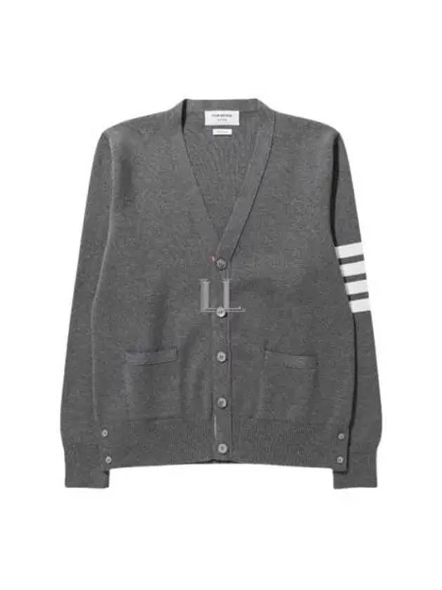 Milano Stitch 4-Bar Cardigan Medium Grey - THOM BROWNE - BALAAN 2