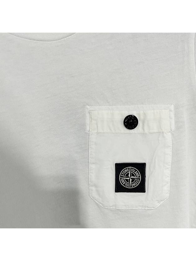 Kids Logo Patch Pocket Long Sleeve T shirt 10 12 Ivory 791620347 V0093 - STONE ISLAND - BALAAN 4