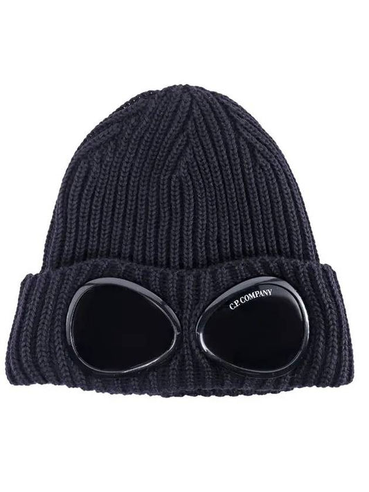 Extra Fine Merino Wool Goggle Beanie Navy - CP COMPANY - BALAAN.