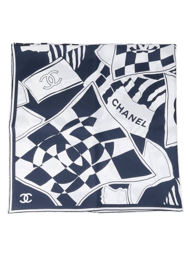 Square silk muffler navy white - CHANEL - BALAAN 1