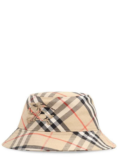 Check Cotton Blend Bucket Hat Beige - BURBERRY - BALAAN 2