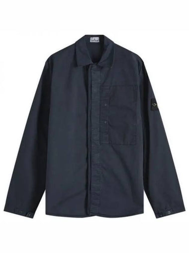 Supima Cotton Twill Over Long Sleeve Shirt Navy Blue - STONE ISLAND - BALAAN 1