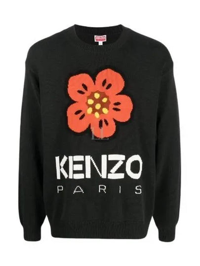 Boke Flower Wool Jumper Knit Top Black - KENZO - BALAAN 2