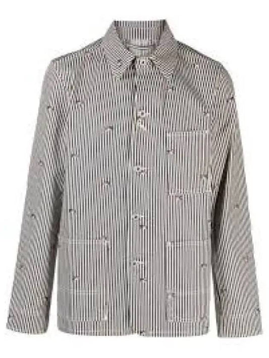 Pixel Stripe Denim Workwear Jacket Rinse Blue FD55DV1026J1DM 1237144 - KENZO - BALAAN 1