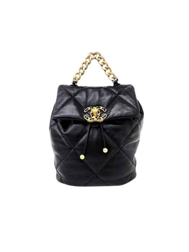 19 Shiny Lambskin Gold Metal Backpack Black - CHANEL - BALAAN 1