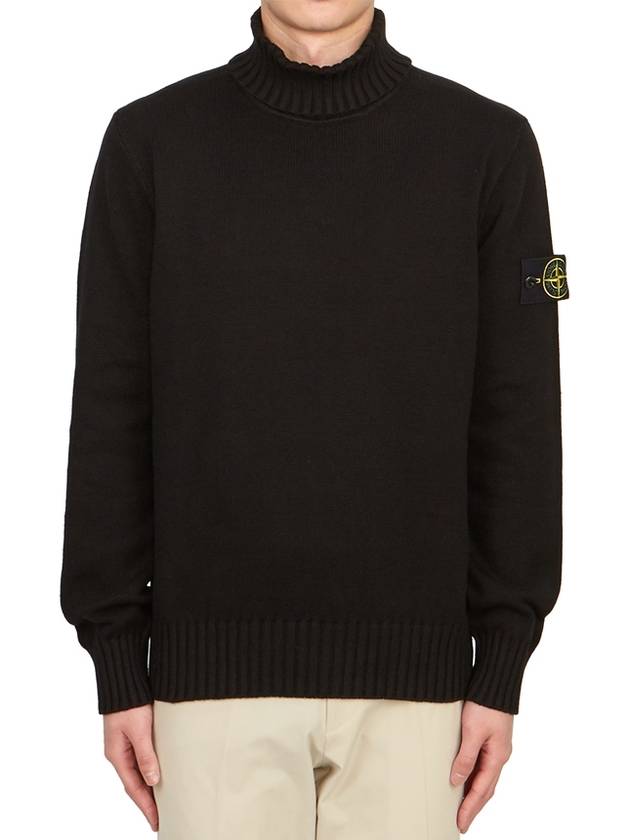 Wappen Patch Loose Fit Cotton Turtleneck Black - STONE ISLAND - BALAAN 2