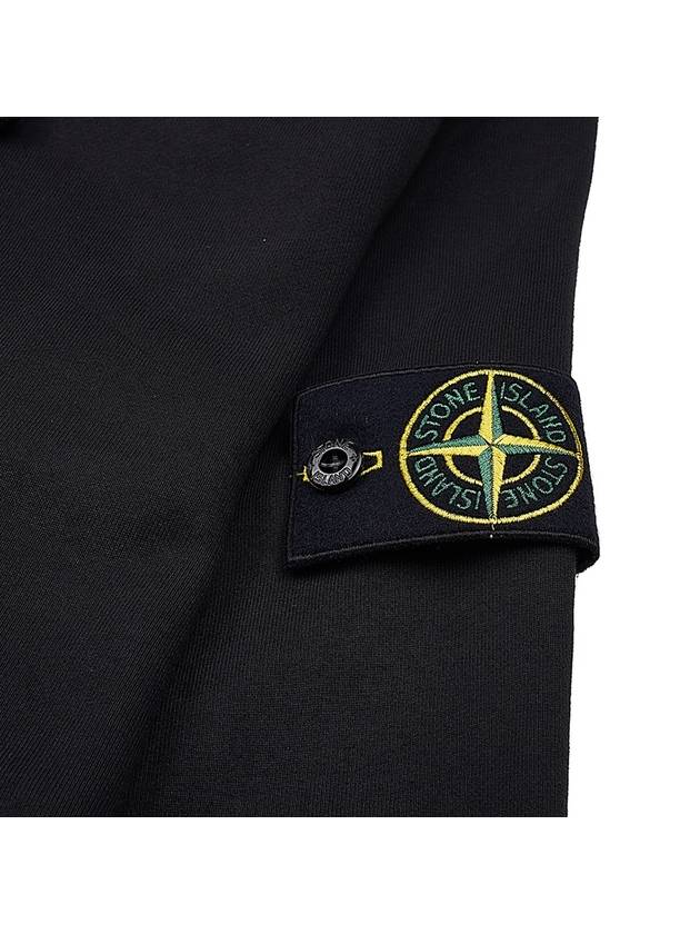 Logo Patch Cotton Fleece Hoodie Black - STONE ISLAND - BALAAN 5