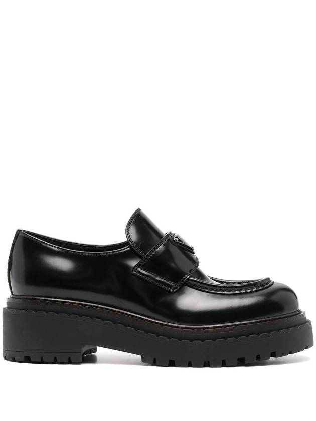 Triangle Logo Leather Loafers Black - PRADA - BALAAN 2