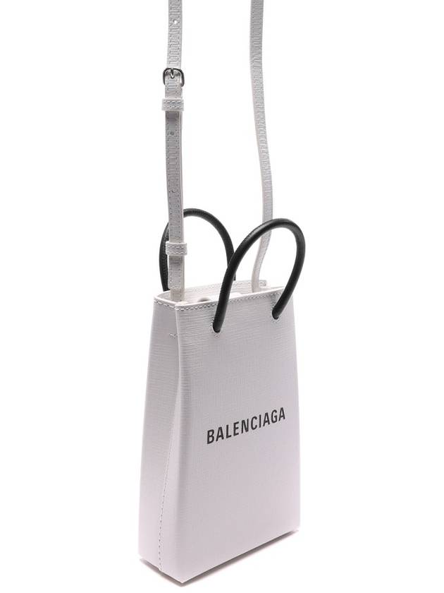 Logo Leather Phone Holder Mini Bag White - BALENCIAGA - BALAAN 4