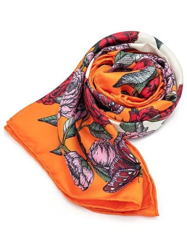 Women's Flower Print Scarf Orange - VALENTINO - BALAAN 2