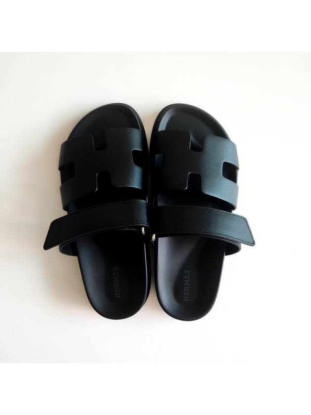 Chypre Leather Sandals Black - HERMES - BALAAN 5