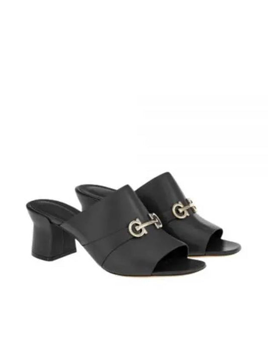 Gancini Ornament Sandal Heels Black - SALVATORE FERRAGAMO - BALAAN 2