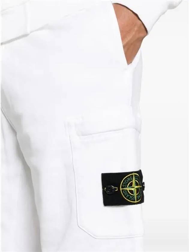 Cotton Fleece Cargo Bermuda Shorts White - STONE ISLAND - BALAAN 6