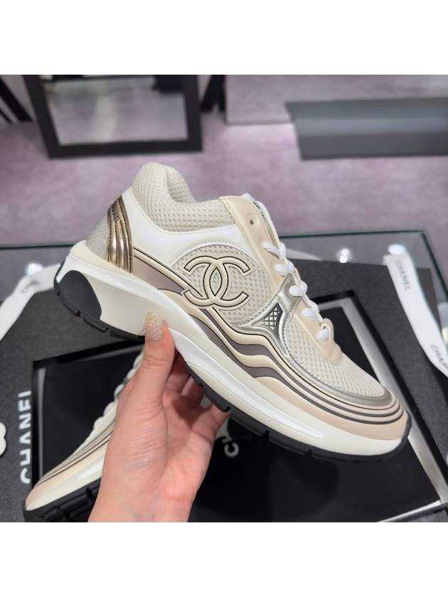 Women's Sneakers Metal Beige Gold Silver - CHANEL - BALAAN 1