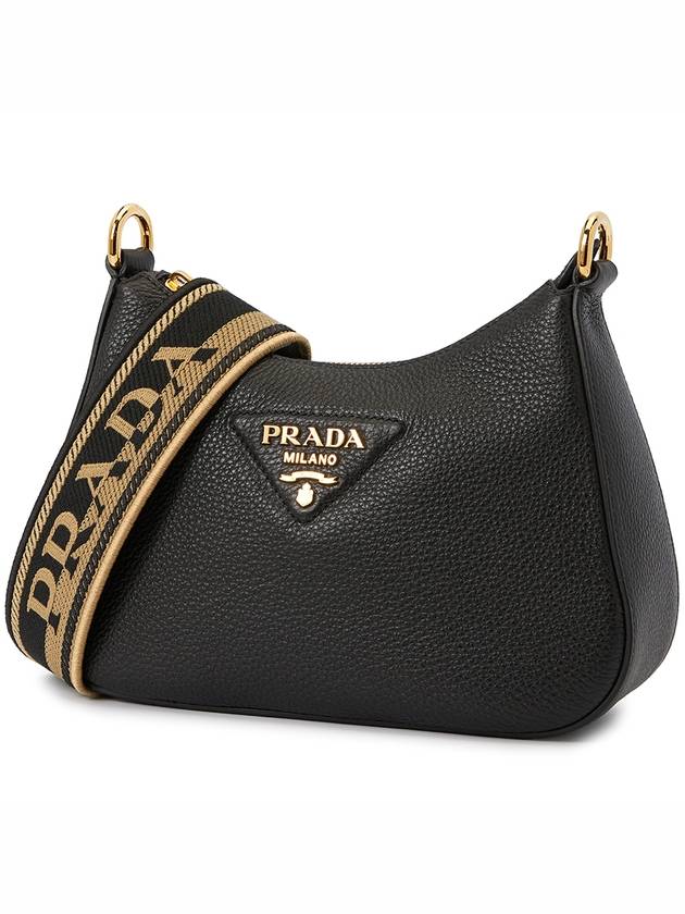 Leather Shoulder Bag Black - PRADA - BALAAN 3