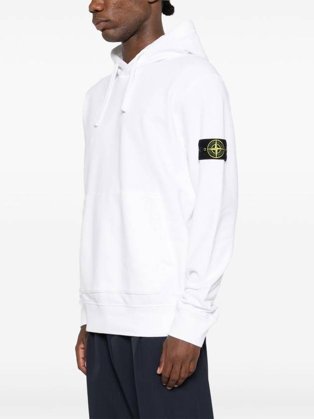 Cotton Fleece Garment Dyed Hoodie White - STONE ISLAND - BALAAN 4