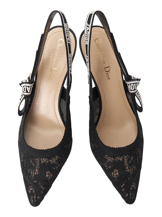 J'adior Chardons Embroidered Mesh Slingback Heel Black - DIOR - BALAAN 3