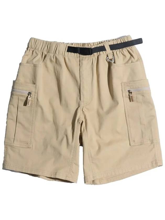 Cotton spandex belted short pants beige - OFFGRID - BALAAN 2