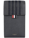 4-Bar Stripe Phone Holder Cross Bag Dark Grey - THOM BROWNE - BALAAN 2