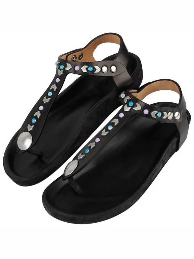 Enavi Leather Sandals Black - ISABEL MARANT - BALAAN 9