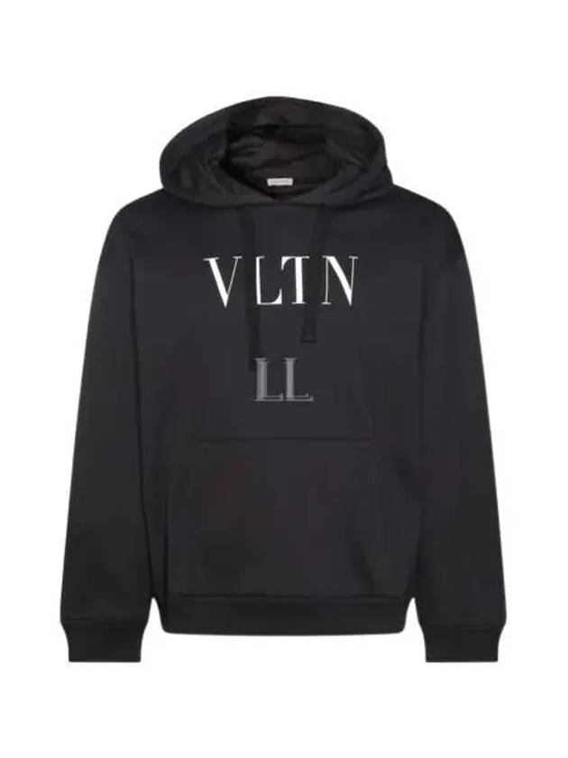 Logo Print Drawstring Hoodie Black - VALENTINO - BALAAN 2