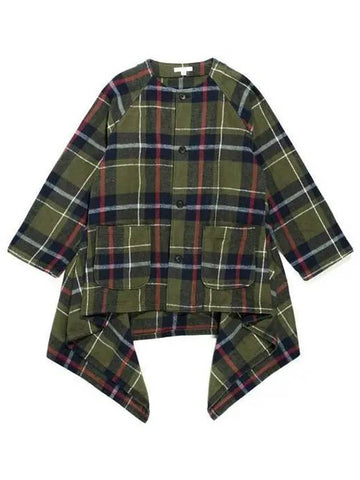 No Collar Raglan Jacket GreenNavy Big Plaid Heavy Flannel 22F1WD002 LN388 ES046 - ENGINEERED GARMENTS - BALAAN 1