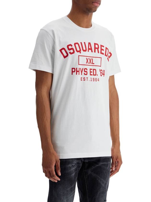 white cotton t-shirt with phys ed. '64 logo - DSQUARED2 - BALAAN 2