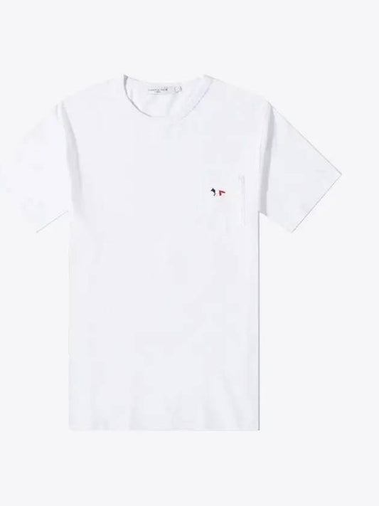 Tricolor Fox Patch Classic Pocket Short Sleeve T-Shirt White - MAISON KITSUNE - BALAAN 2