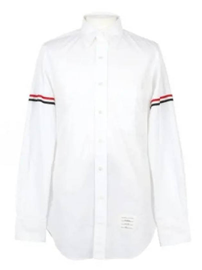 Men's Poplin Grosgrain Armband Classic Long Sleeve Shirt White - THOM BROWNE - BALAAN 2