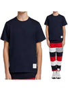 Men's Side Slit Relaxed Short Sleeve T-Shirt Navy - THOM BROWNE - BALAAN 2