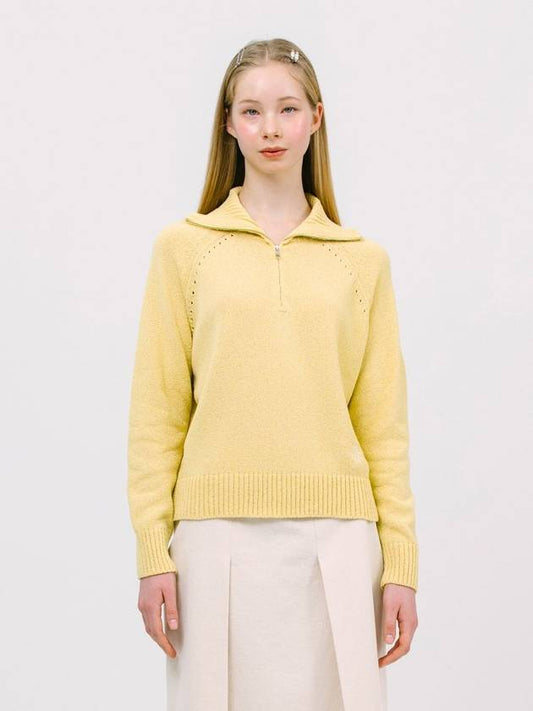 JK Boocle Half Zip Up Knit Top Yellow - JUN BY JUN K - BALAAN 2