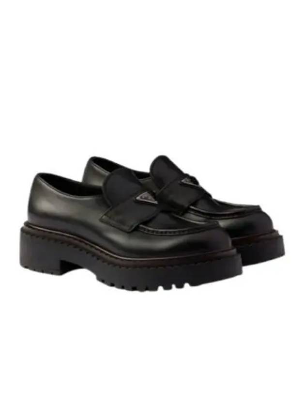 Triangle Logo Leather Loafers Black - PRADA - BALAAN 2