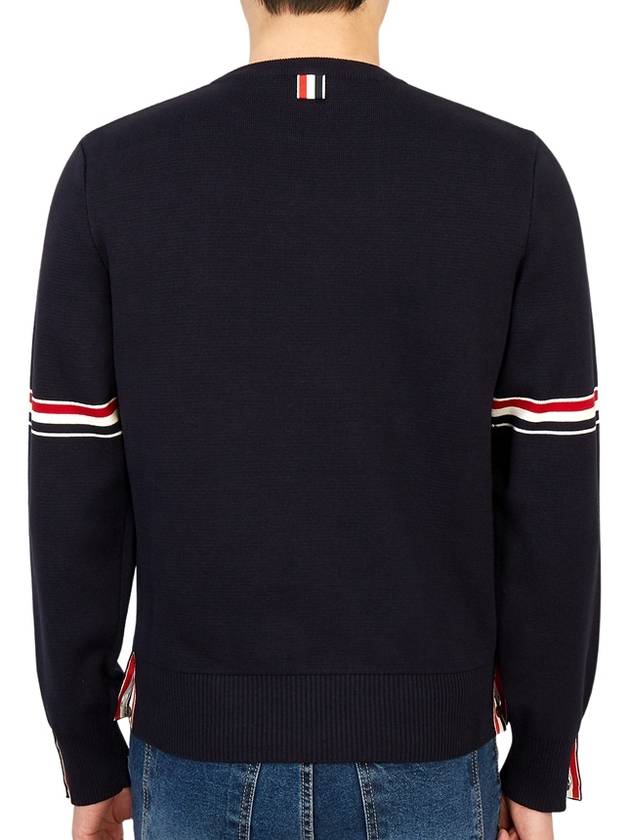 Men's Milan Stitch Armband Crew Neck Knit Top Navy - THOM BROWNE - BALAAN 5