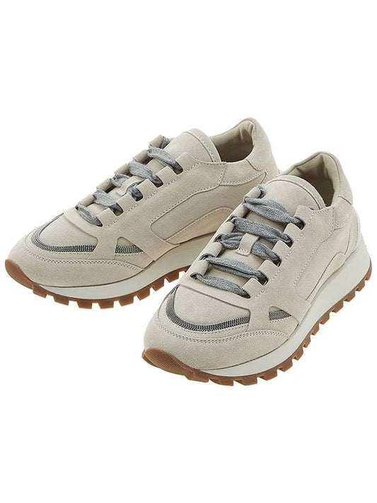 Women's Suede Low Top Sneakers Beige - BRUNELLO CUCINELLI - BALAAN.