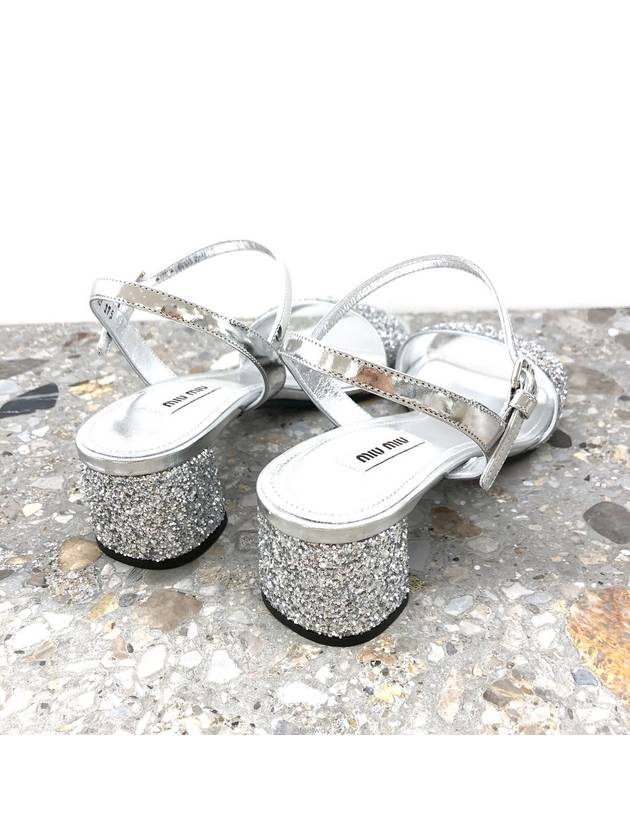 5X933B Glitter Middle Heel SandalsSilver - MIU MIU - BALAAN 3