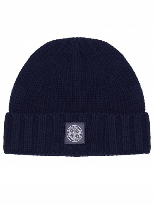 Logo Patch Beanie Blue - STONE ISLAND - BALAAN.