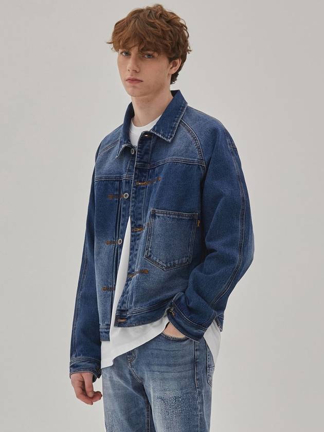 Denim Raglan Sleeve Jacket Indigo - CORK - BALAAN 3