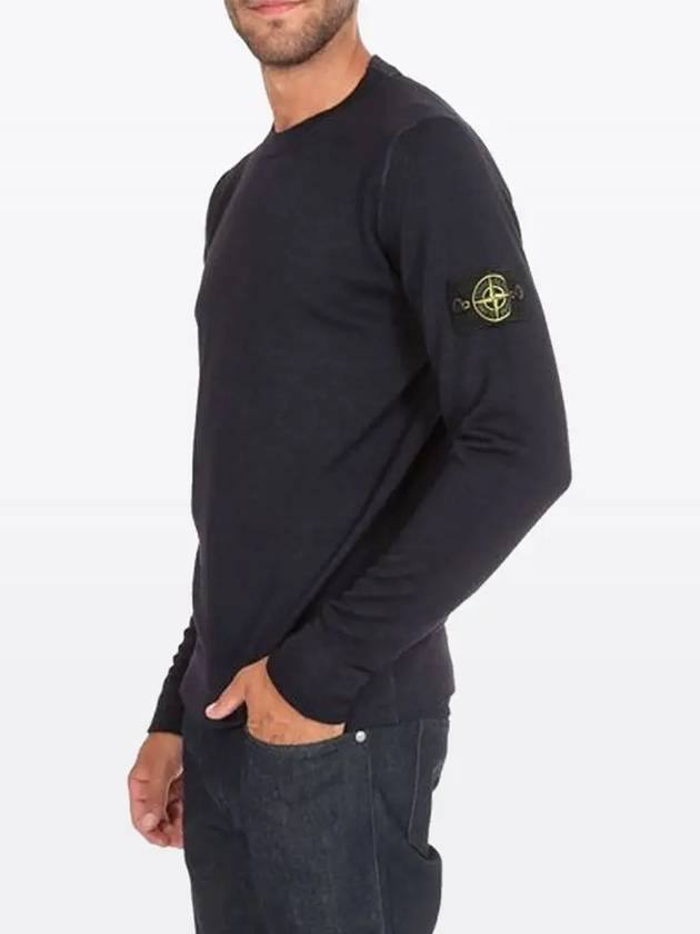 Wappen Patch Round Wool Knit Top Navy - STONE ISLAND - BALAAN 4